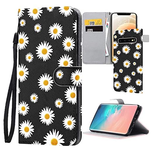 ZhuoFan För Samsung Galaxy A40-fodral, plånboksfodral i PU-läder [TPU inre skal] [Kickstand funktion] [Korthållare] [Magnetisk stängning] Folio flip fodral för Samsung A40 6,9 tum, tusensköna