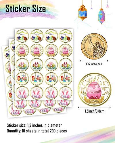 Easter Stickers For Kids Happy Easter Bunny Eggs Stickers Tags Self-Adhesive 1.5 Inch Easter Gift Stickers Labels For Easter Party Decorations, Easter Gift, Envelope, Card, Gift Boxes 200Pcs #TOP1