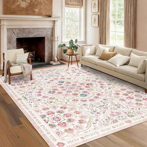 Garvee Washable Floral 10x13 Area Rugs for Living Room, Indoor