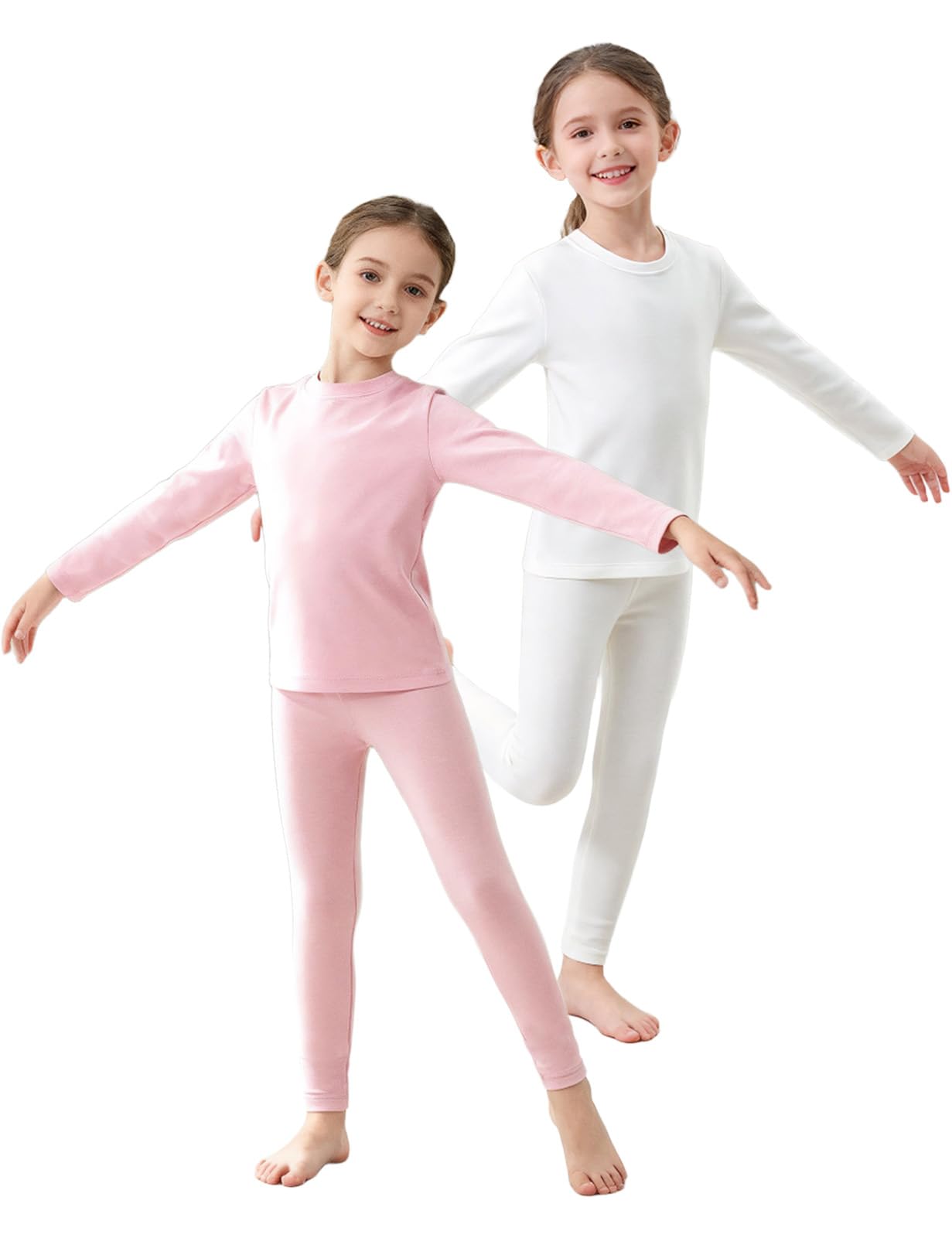Kids Thermal Underwear Set, 2 Packs Toddler Winter Base Layer Ultra Soft Long Johns Kids Pajamas, for Little Big Boys Girls 2-10 Years