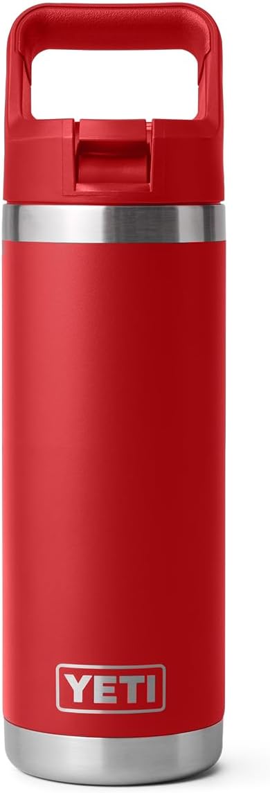 YETI Rambler 18 oz Bottle, Vacuum Insulated, Stainless Steel with Color Matching Straw Cap, Rescue Red - Image 3