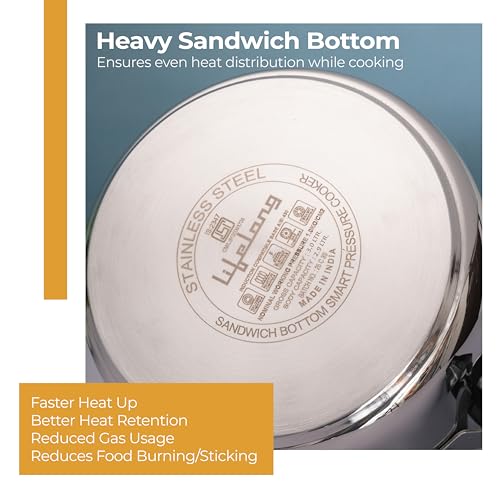 Image of Lifelong 3L Stainless Steel Pressure Cooker | Inner Lid Design with Silicone Gasket | Induction & Gas Compatible | 1.2mm Thick | Leak-Proof, Durable, Rust-Resistant Body | ISI-Certified