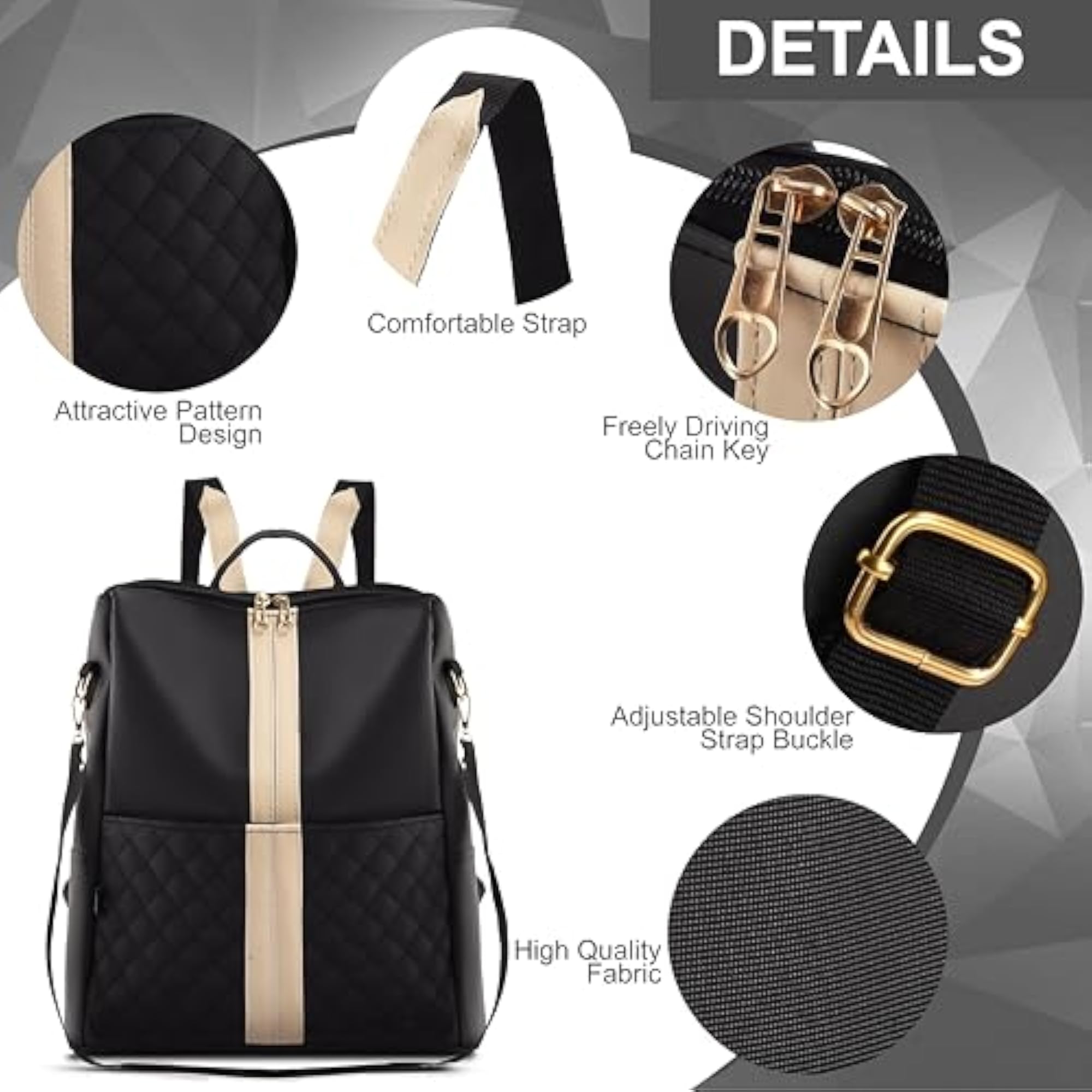 Women's PU Leather Stylish Office & Travel Backpack
