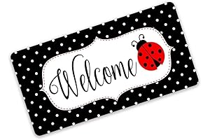 Black and White Polka Dot Ladybug Welcome Sign by Atsbh