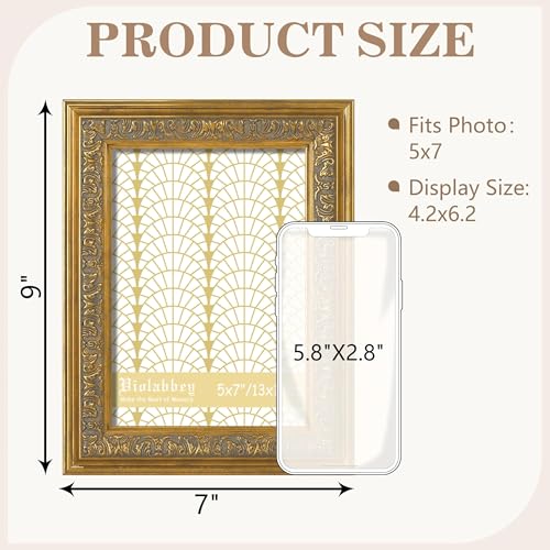 Image of VIOLABBEY 8x10 Picture Frame Green, Vintage Frames Ornate without Mat | Antique Photo Frame, Wall Hanging or Tabletop Display, HD Plexiglass, Wall Decor