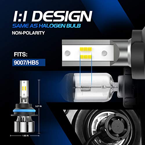 Image of SEALIGHT 9007 /HB5 Light Bulbs, 120000LM Ultra Bright 6500K Cool White, 1:1 Mini Size 22000RPM Cooling Fan, IP68 Error-Free Plug-N-Play Fog Light Pack of 2