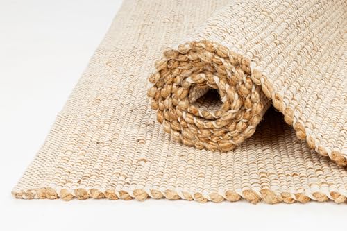 KEMA Jute Cotton Area Rug - 8'x10' Natural Hand...