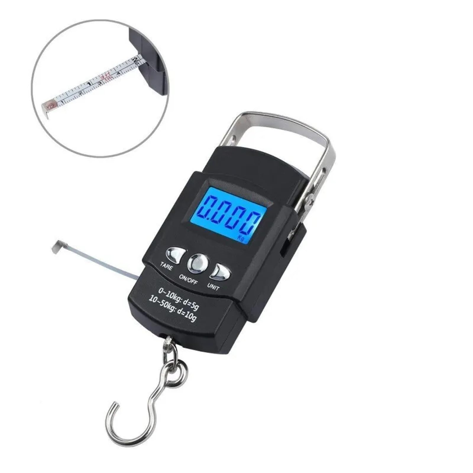 Bilancia sospesa digitale con custodia in alluminio pressofuso, peso mini gru portatile da 50/200/300 kg con gancio per l'edilizia, la fabbrica(50kg)