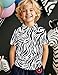 COSLAND Boys Zebra Cotton Polo Shirt Kids Animal Print Short Sleeve Top, Black, Small
