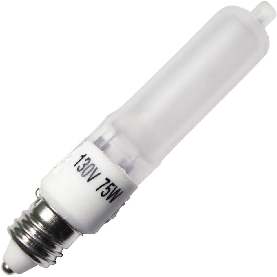 Higuchi JD7007F - JD Type 75 Watt Halogen Light Bulb - E11 Base (Mini Candelabra) - 130 Volt - Frosted