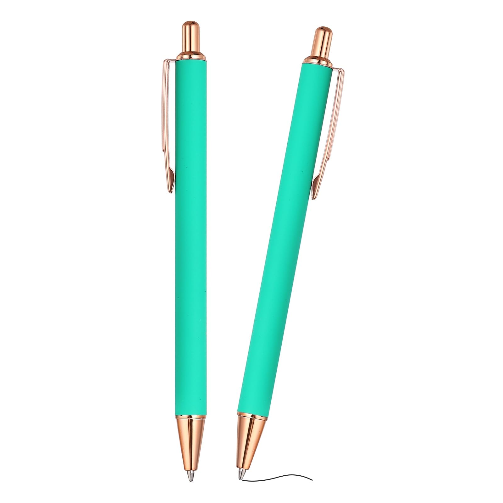 PATIKIL 2Pcs Fancy Pens for Women, Medium Point 1.0mm Black Ink Glitter Ballpoint Pen Metal Retractable Journaling Ballpoint for Gifts Office Journaling, Blue Green