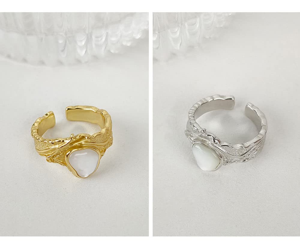 Anello In Argento 925 Da Donna,Anello Grosso Regolabile Per Le Donne Conchiglie In Argento Sterling 925 Micro Pavé Di Anelli Di Nocche Placcati In Oro Da Sposa Gioielli Per L'Eternità Regali Per R