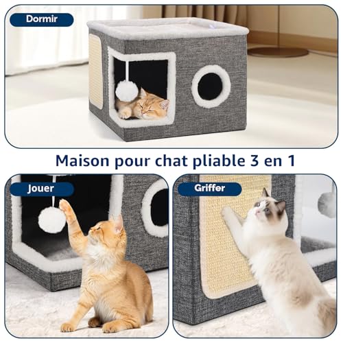 Grande maison pour chat pliable | Solution gain de place grand confort - 3