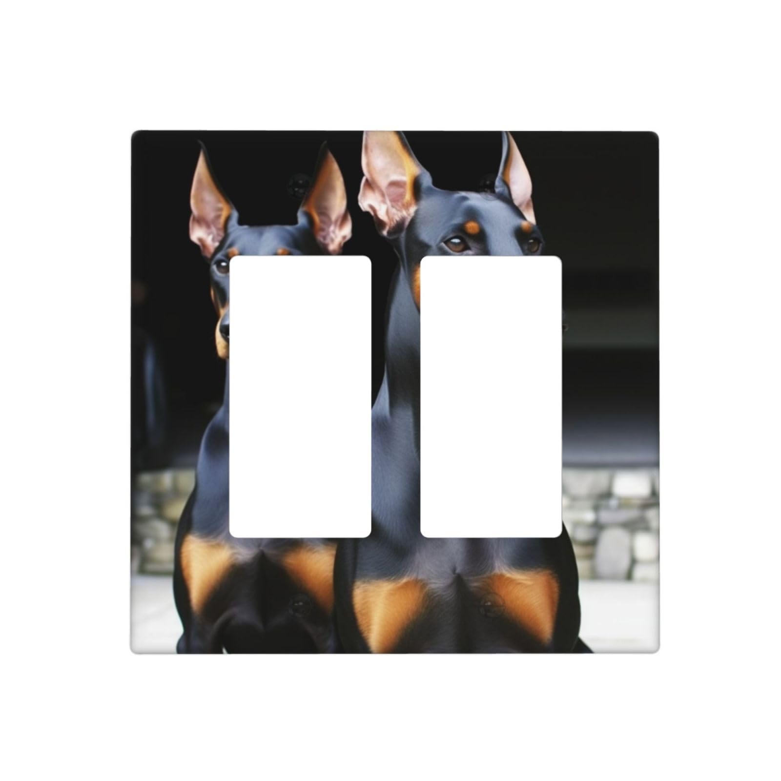 Kloph Style H Decorator Wall Plate 2 Gang Light Switch Covers Doberman Wallplate Double Toggle Switch Plate Standard Size Electrical Outlet Covers Decorative Wall Switch Plate Cover