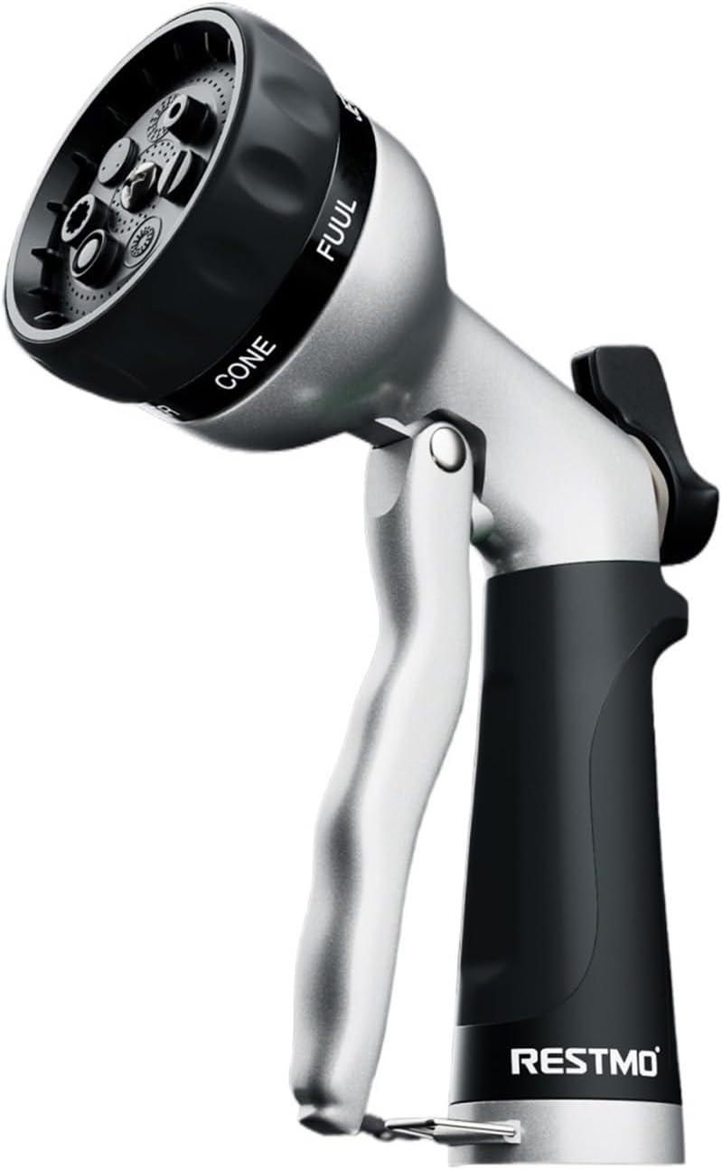 Hose Nozzle Heavy Duty Metal Water Hose Nozzle with 7Adjustable Patterns