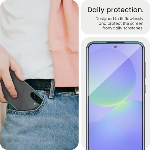 Image of FIRST MART Tempered Glass Screen Protector Compatible With Samsung Galaxy A36 5G (6.7 Inches) With Back Nano Membrane, Edge-to-Edge Protector Coverage With Easy Cleaning Kit | Black