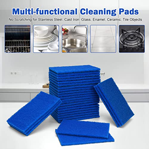 Yoleshy Blue Scouring Pad Non Scratch Scrub Sponges, 40 Pads, 3.9" X 5.9" Reusable Dish Scrubber Heavy Duty Cleaning Scrubber For Pans, Pots, Stove And Sink #TOP5