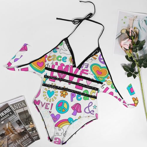 Maillot de bain une pièce femme guitare rose monokini bikini - 3