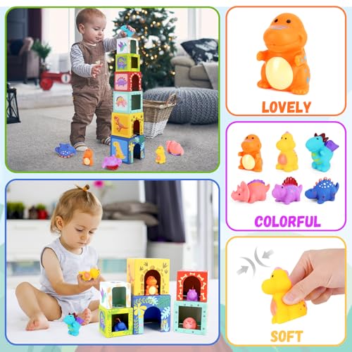 KMTJT Toddlers and Babies Dinosaur Sorting and Stacking Toys Blocks for 1-3 Kids Preschool Learning, Numbers Nesting Boxes Montessori Toys Gifts for 1 2 3 Year Old Baby Boys Girls - Image 5