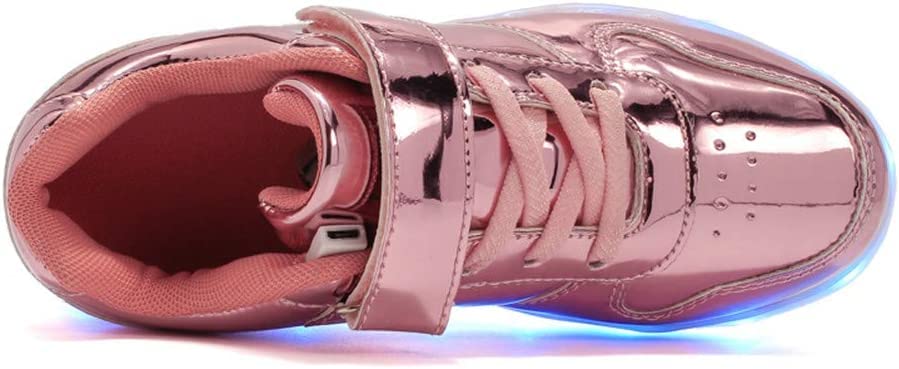 Kids LED Lights Up Shoes USB Charging Luminous Trainers 7 Colors Flashing Lace Up Sneakers Sport Running Shoes/Unisex Boys Girls Children Birthday Gifts White Black Pink - Image 4