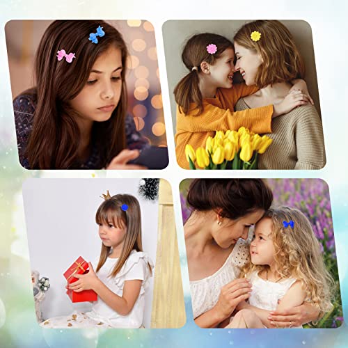 72 Pieces Self Hinge Plastic Hair Barrettes For Girls Multi-Coloured Flower And Bowknot Hair Clips 80S 90S Bow Flower Hair Tie Hair Accessories Set (Random Color) #TOP5