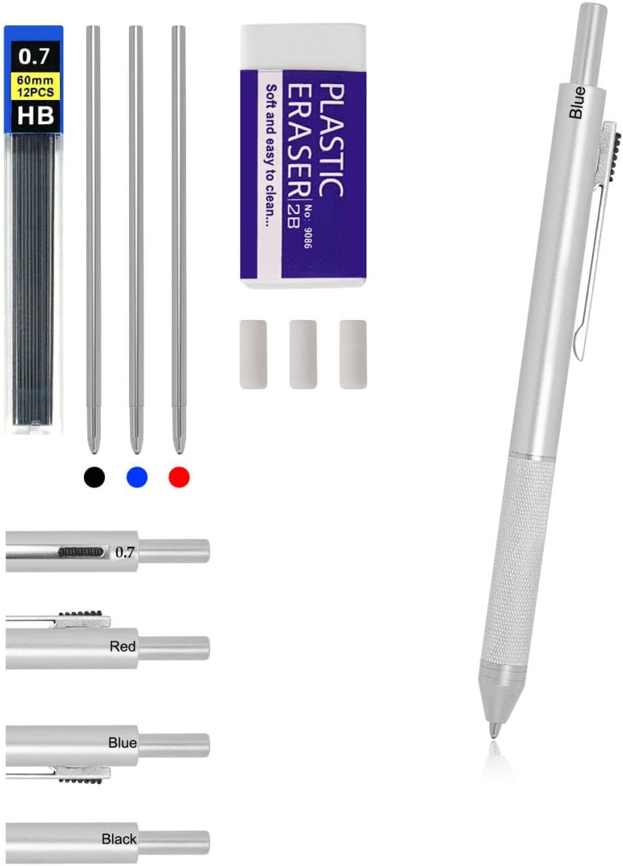 4 in 1 Multi Function Refillable and Retractable Multi Color Pen Refill,Black Red Blue Ballpoint Pen Refill, Multicolor Pen Gift for Journaling (10 Black) image 3