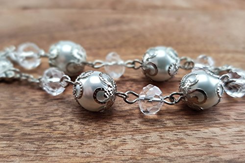 Nazareth Store Saint Benedict Evil Protection Medal White Clear Crystal Beads Rosary Car Auto Mirror Rearview #TOP4