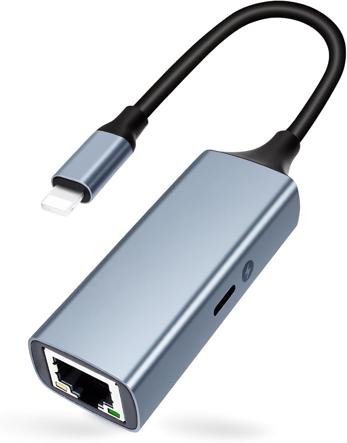 [MFi Certified] Lightning to Ethernet Adapter with Charging Port, 2-in-1 100Mbps Lightning to RJ45 Ethernet LAN Network Adapter, Compatible for i-Phone 14/13/12/11/i-Pad/i-Pod, Plug and Play, 2Packs