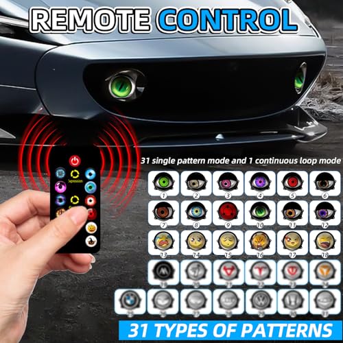 Image of SUBPLUSIX Demon Eye Headlights for Motorcycles, 2PCS LED Dynamic Devil Eyes Light Kit with HD Lens, 31 Animated Eye Patterns, Universal 12-36V Eyeball Lights for Motorcycle, Car Accessories