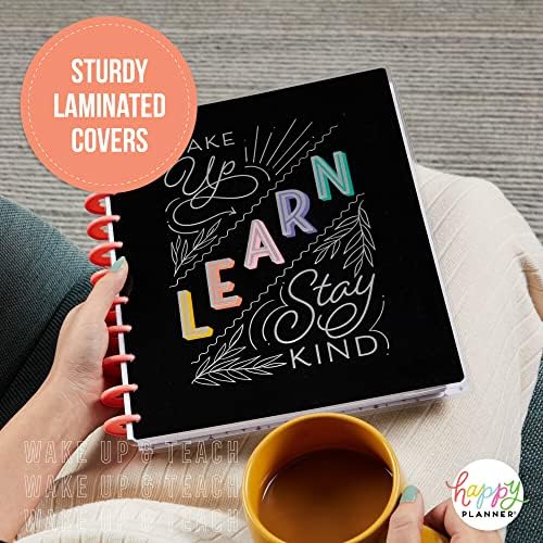 Happy Planner 12-Month Daily Teacher Layout Lesson Planner, Back-to-School Diary for August 2022 to July 2023, Disc-Bound Diary Planner, Big-Sized,Teacher Layout, 21.6 cm x 27.94 cm, Wake Up and Teach