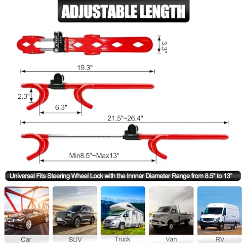 image for KAYCENTOP Universal Combination Steering Wheel Lock Anti-Theft Car Dev
