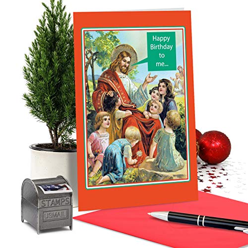 Nobleworks - 12 Funny Jesus Christmas Cards With Envelopes - Adult Humor Greeting Cards, Boxed Xmas Holiday Stationery (1 Design, 12 Cards) - Happy Birthday To Me B1451 #TOP2