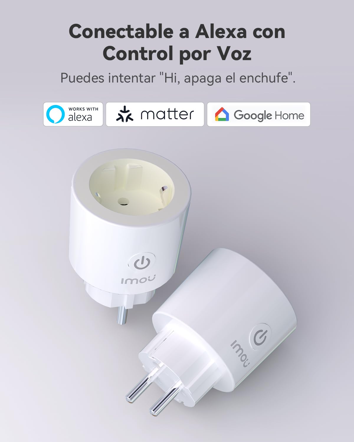 Imou Enchufe Inteligente CE2P (2 Paquetes), Enchufe Wi-Fi 16A para Matter, Monitorización de Energía, Monitor de Consumo Eléctrico, Compatible con Alexa & Google, Control Remoto por App ImouLife