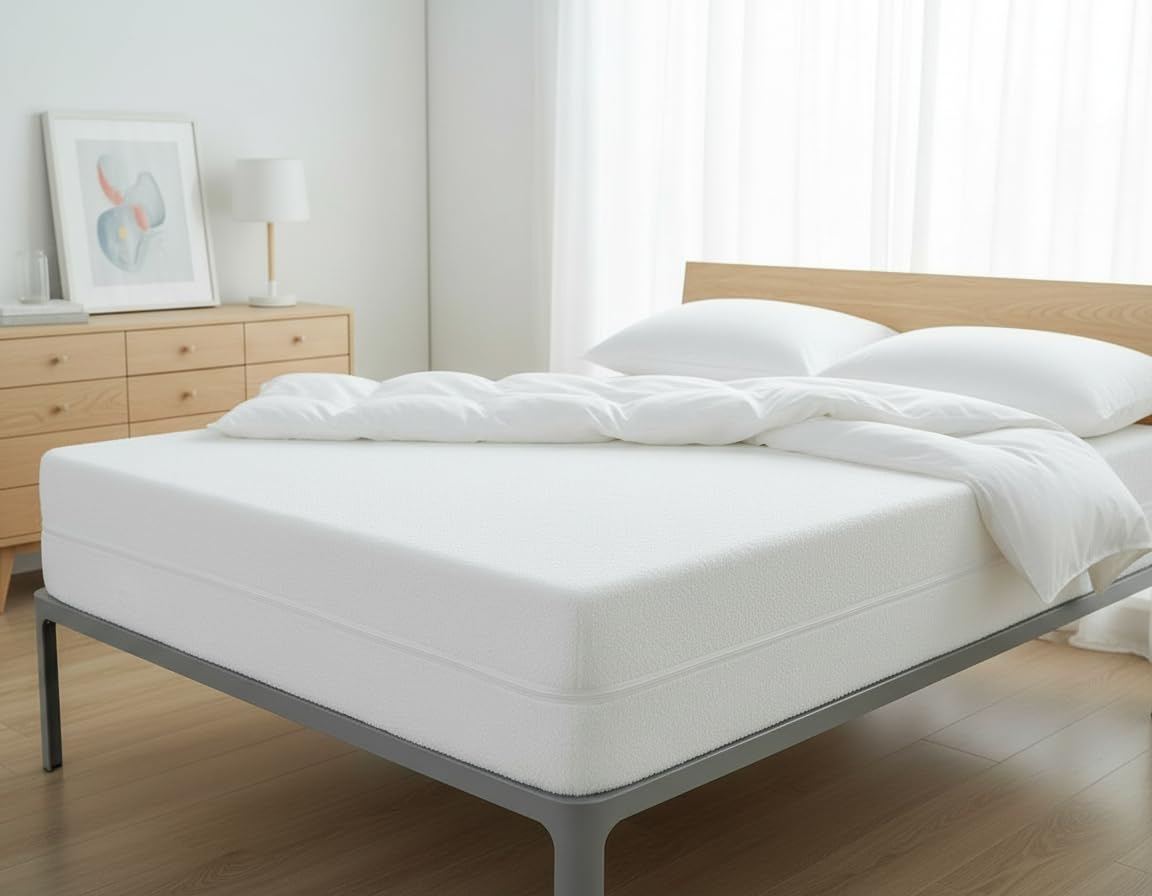 Coprimaterasso impermeabile con cerniera, ipoallergenico, extra profondo, con cerniera a 360°, lavabile in lavatrice e facile da pulire (bianco, 1,2 m)