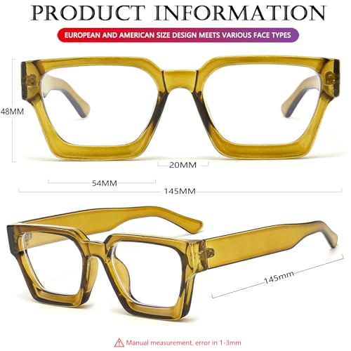 Image of AIEYEZO Square Thick Frame Glasses for Women Men Fashion Blue Light Glasses Trendy Chic Computer Eyeglasses
