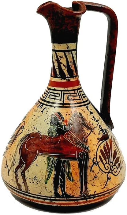 Ancient Greek Vase 17cm,Multicolored Lagynos,Showing God Dionysus