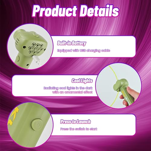 Electric String Rope Launcher Toy - Fidget String Launcher Toys for Kids, Cool Lasso Loop Stuff for Boys, Cool String Launcher Toy, Glow In the Dark Rope Toy for Adults Boys Girls (Green) - Image 3