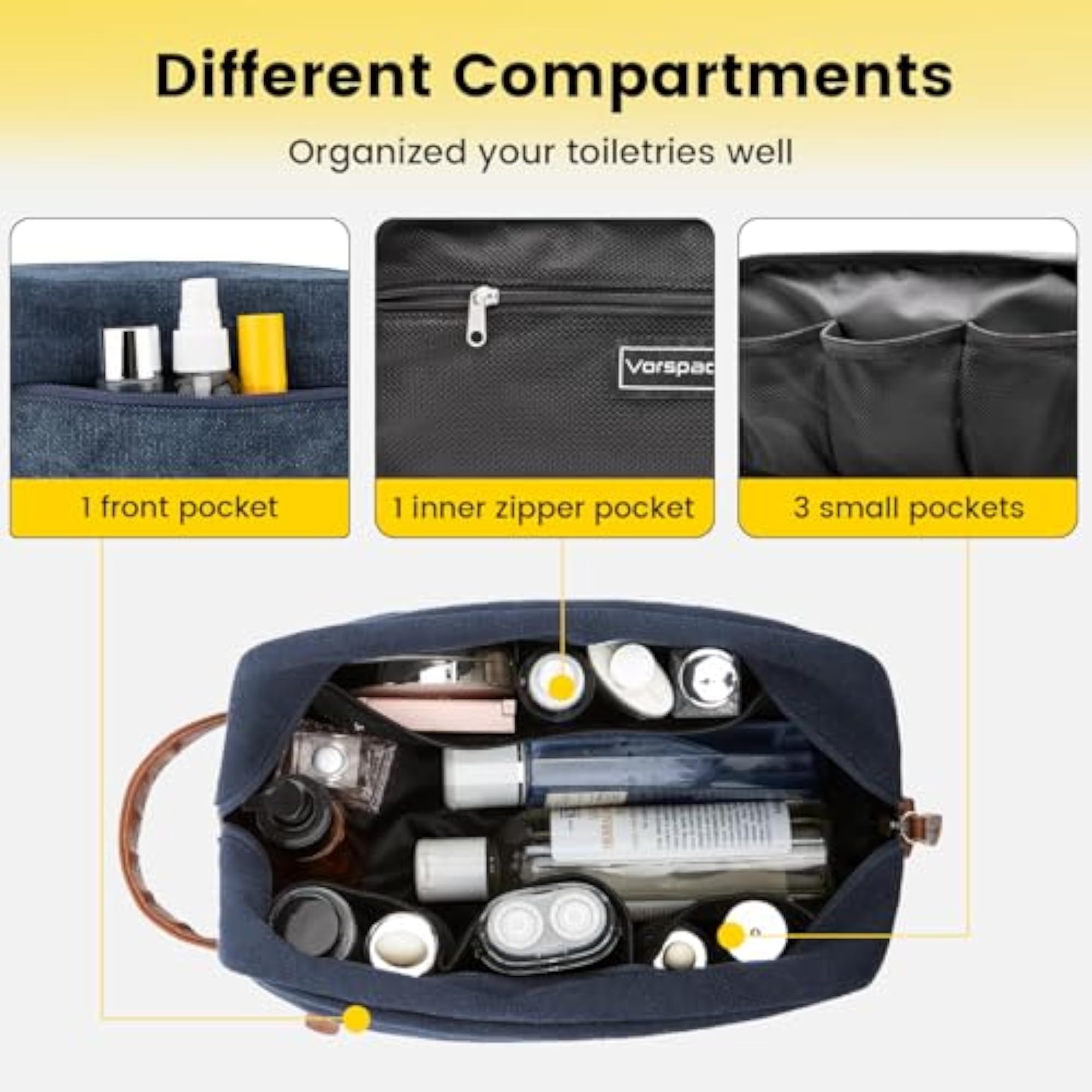 Hanging Toiletry Bag for Men, Navy Blue Water Resistant