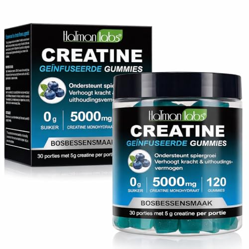 Creatine Monohydraat Gummies - 5g per portie - spiergroei - uithoudingsvermogen - blauwe bessensmaak