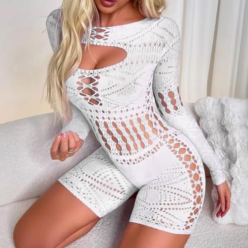 Fishnets Bodysuits for Women Sexy Jumpsuits Mesh Long Sleeve Bodystockings Lace Lingerie for Women Sexy Costumes2