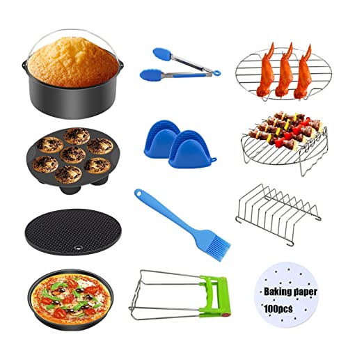 8pcs/establecer accesorios de freidora de aire de 8 pulgadas for y Secuta se ajustan a todos los airfryer 3.7 4.2 5.3 5. 8QT Procesador de alimentos Utensilios de cocina