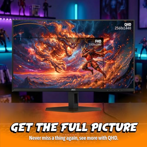 Image of AOC 27 inch Gaming Monitor QHD 360Hz QD OLED G-SYNC Compatible 0.03ms Q27G40SDE | 2560x1440 Computer Monitor, True Black 400, HDMI 2.1, DP 1.4, Earphone Out, VESA Mount, Console Ready
