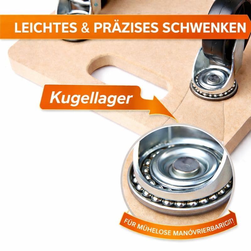 SCHEPERS (2Stück) Rollbrett Transportroller Möbelroller Roller für Möbel Transporter Tischtransportwagen max. 200kg