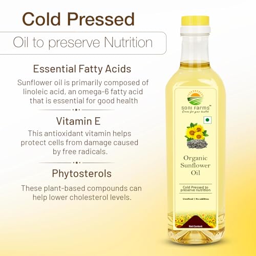 Image of SoNi Farms 100% Natural and ORGANIC Combo of MUSTARD OIL (1 Litre) + SUNFLOWER OIL (1 Litre) - Total 2 Litre | Cold Pressed, UnRefined, Chemical Free | (Sunflower+Mustard(combo))