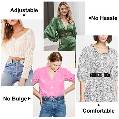 Image of 4 Pieces No Buckle Elastic Stretch Belts for Men Women, Comfortable Buckle Free Invisible Belts for Jeans Pants