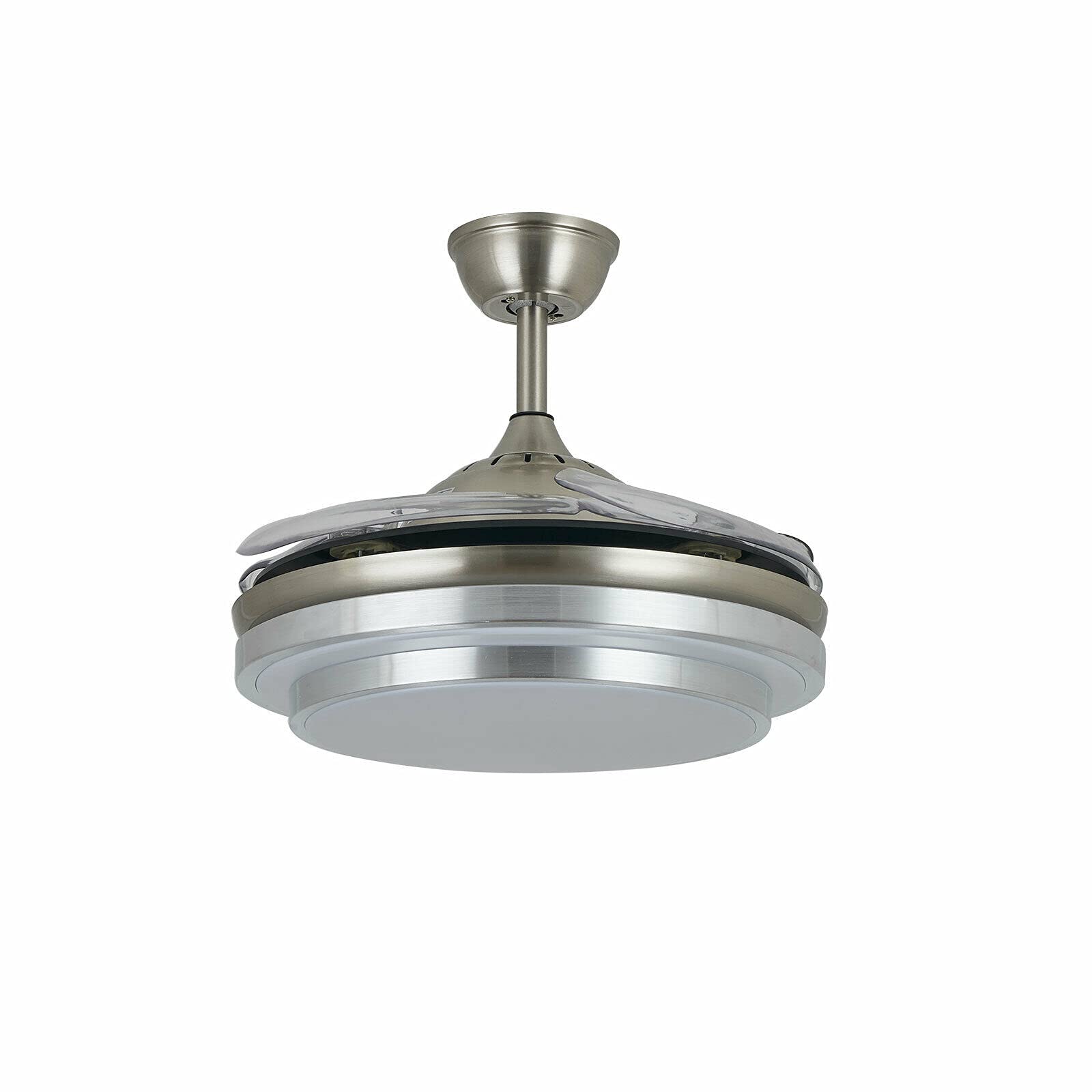 Ventilatore da soffitto moderno con illuminazione, luce a LED, telecomando retrattile con 3 ali retrattile, telecomando regolabile
