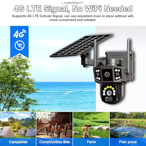Image of XUGA - Cybernautt X12S 8MP 3 View PTZ Solar 4G Sim Wireless Outdoor CCTV Camera with Three Side View | 360 | Motion Detection| Siren Alarm| Outdoor | 2 Way Audio | 128GB | Use Air-tel 4G Sim