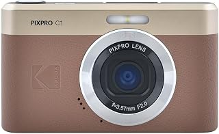 Kodak PIXPRO C1 13MP Point & Shoot Camera with 180° Flip Screen, 4x Zoom, 1080p Video - Retro Brown Vlogging Travel Cam