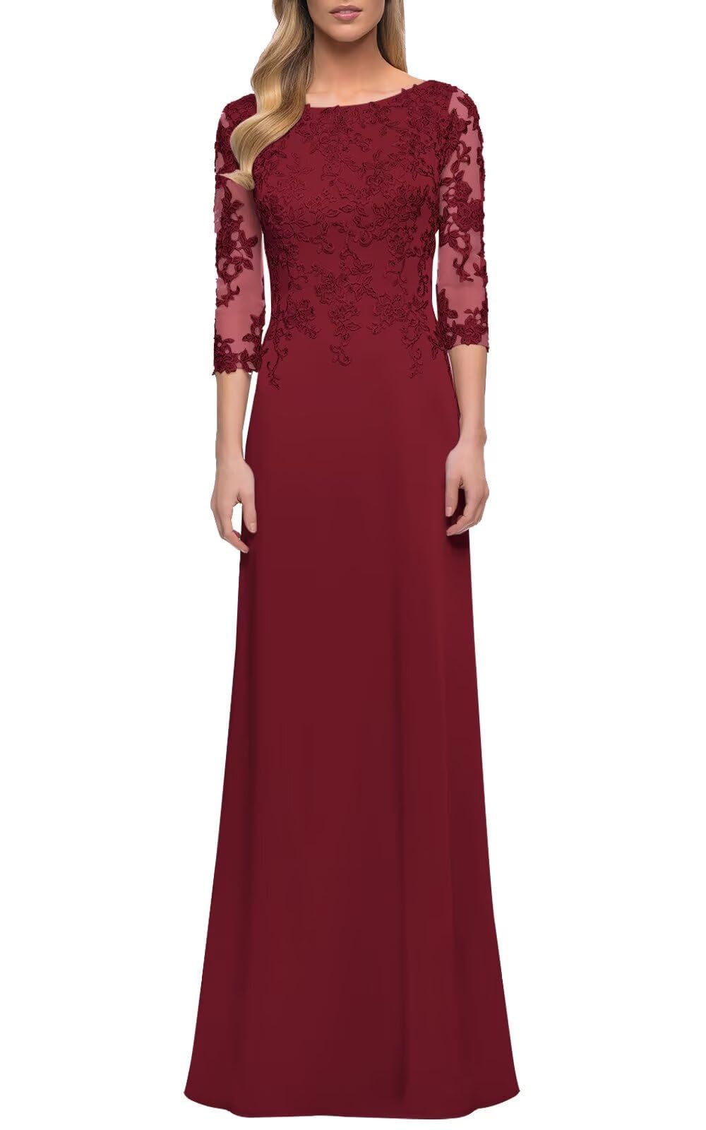 3 4 Sleeve Mother of The Bride Dress for Wedding Lace Appliques Formal Evening Dress Long