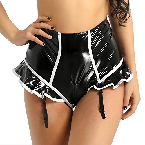 Sexy Lingerie Dames Latex Ondergoed Gevoerd Lederen Rits Trainingspakken Hoge Taille Trainingspakken Met Jarretel - Image 3